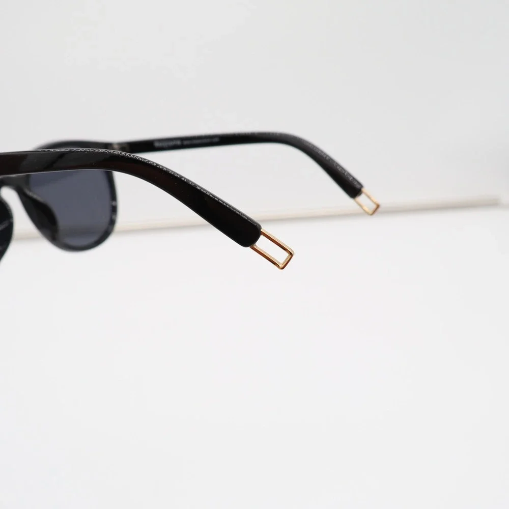 Sojos Sunglasses Women OS Round Cat Eye Black Gold Detail Excellent